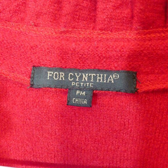 For Cynthia Boiled Wool Ruffle Embroidered Sweater Blazer - Red PM - Picture 6 of 8